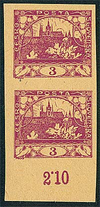 Zkouška papíru - 3h ve svislé dvojpásce s počítadlem na nahnědlém papíru bez lepu